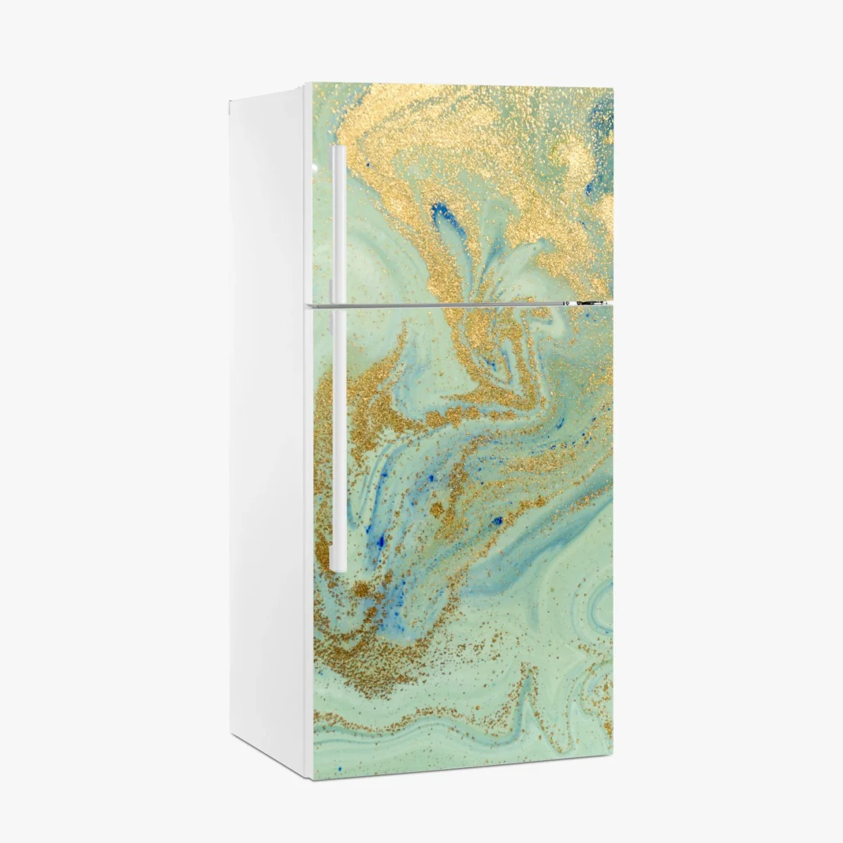 Kühlschrankaufkleber türkiser marmor mit goldenen akzenten – Wallnifity® Kühlschrankaufkleber türkiser marmor mit goldenen akzenten – Wallnifity®