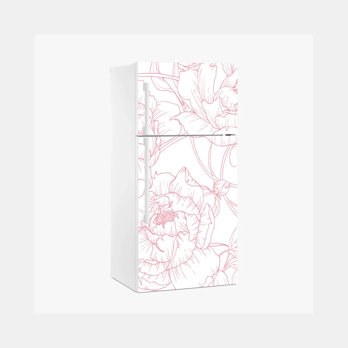 Kühlschrankaufkleber zartes rosa paeonien-line-art-muster – Wallnifity® Kühlschrankaufkleber zartes rosa paeonien-line-art-muster – Wallnifity®