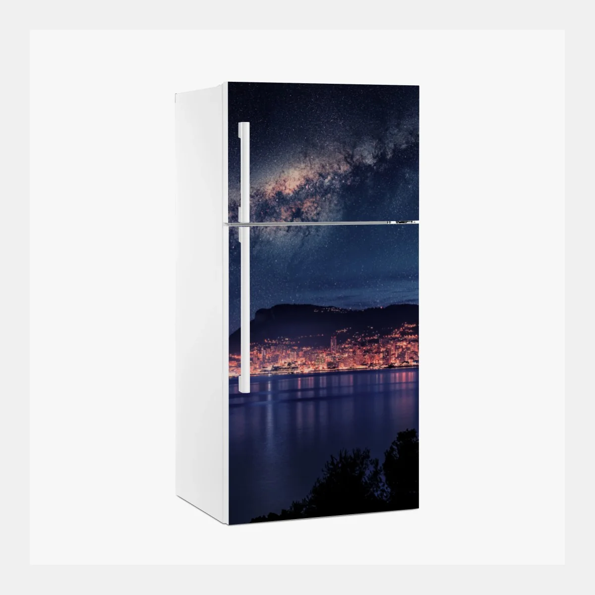 Kühlschrankaufkleber küstenstadt unter der milchstraße – Wallnifity®