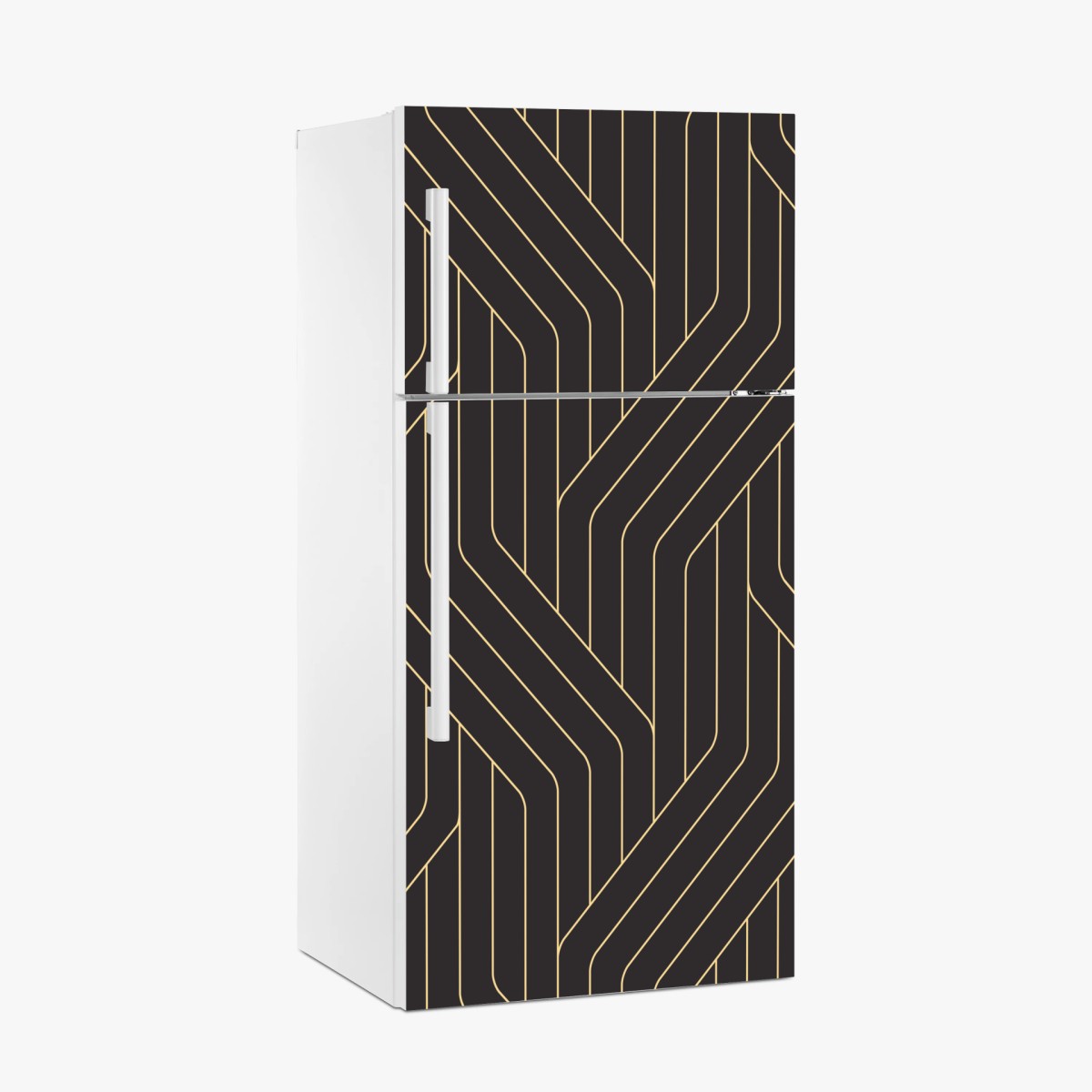 Kühlschrankaufkleber geometrisches art deco muster in schwarz und gold – Wallnifity®