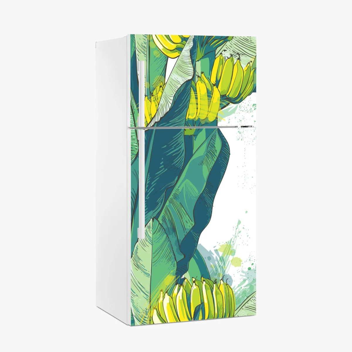 Kühlschrankaufkleber tropische bananenblatt-illustration – Wallnifity® Kühlschrankaufkleber tropische bananenblatt-illustration – Wallnifity®
