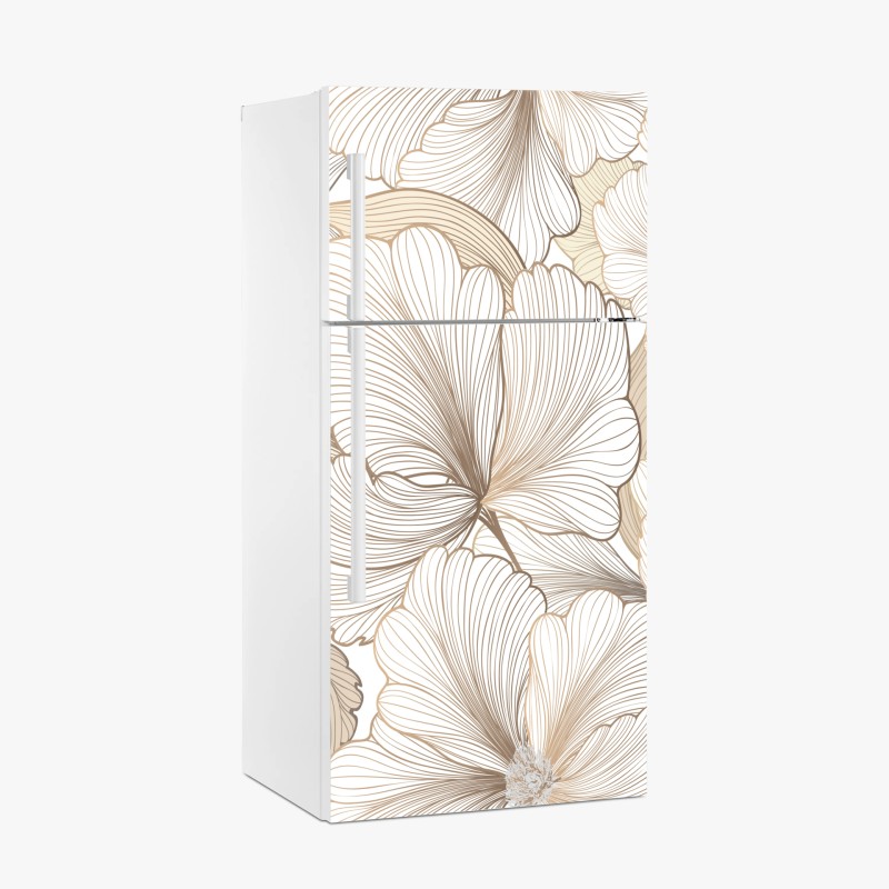 Kühlschrankaufkleber goldenes lilienmuster auf dunklem hintergrund – Wallnifity®