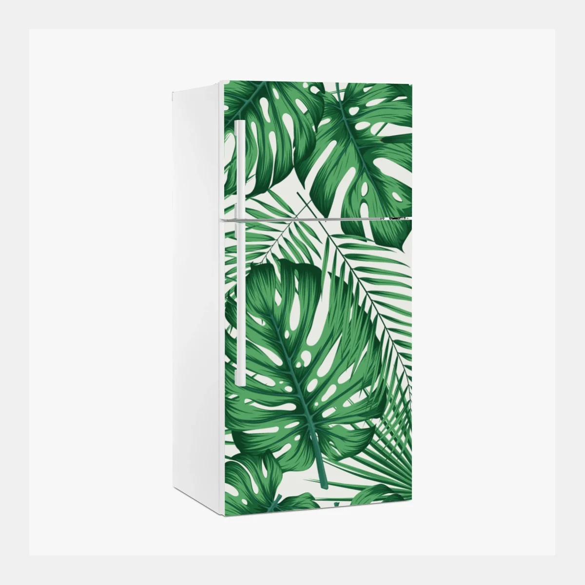 Kühlschrankaufkleber tropisches monstera- und palmblättermuster – Wallnifity® Kühlschrankaufkleber tropisches monstera- und palmblättermuster – Wallnifity®