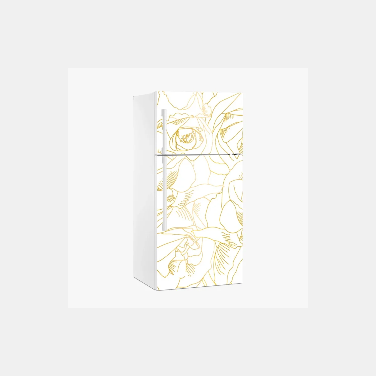 Kühlschrankaufkleber goldene rosen linienzeichnung – Wallnifity® Kühlschrankaufkleber goldene rosen linienzeichnung – Wallnifity®
