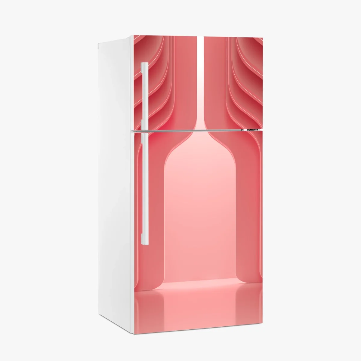 Kühlschrankaufkleber zeitgenössisches korallenrosa architekturmotiv – Wallnifity®