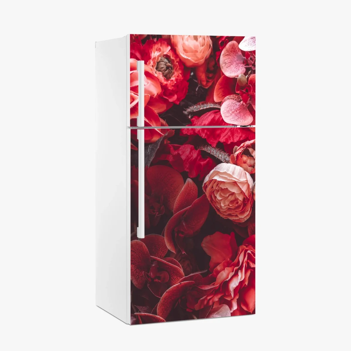 Kühlschrankaufkleber prächtiges blütenmeer in tiefroten tönen – Wallnifity®