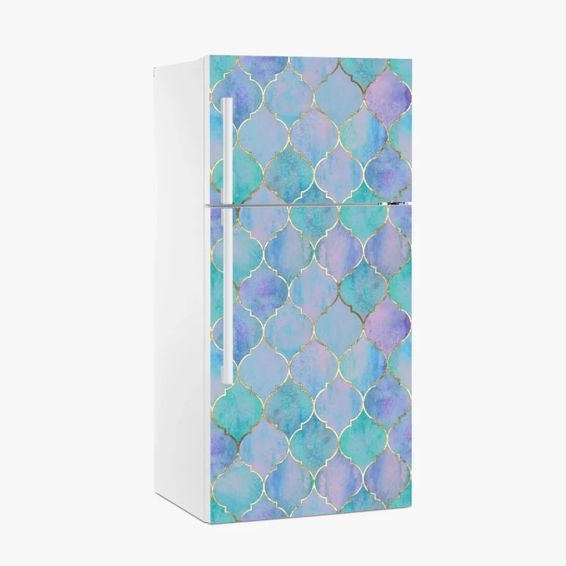 Kühlschrankaufkleber türkis geometrisches tropfenmuster – Wallnifity®