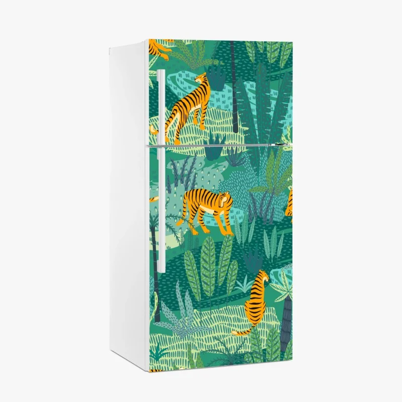 Kühlschrankaufkleber tropischer dschungel mit tigern
