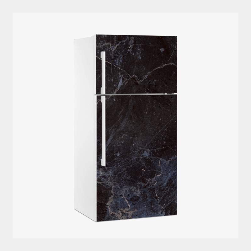 Kühlschrankaufkleber dunkle marmortextur mit blauen adern