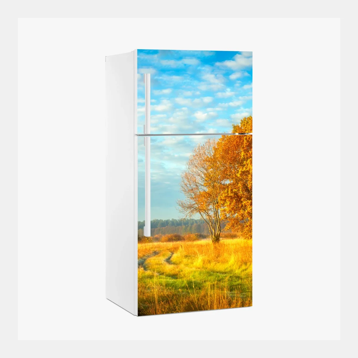 Kühlschrankaufkleber goldene herbstwiese – Wallnifity® Kühlschrankaufkleber goldene herbstwiese – Wallnifity®