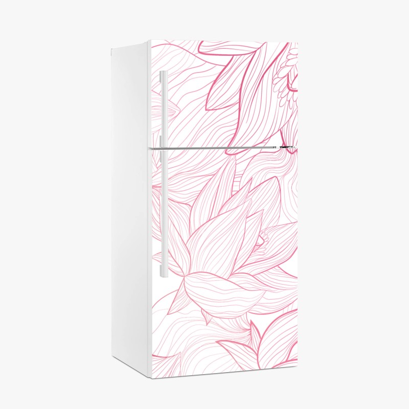 Kühlschrankaufkleber zartes rosa blumenlinienmuster