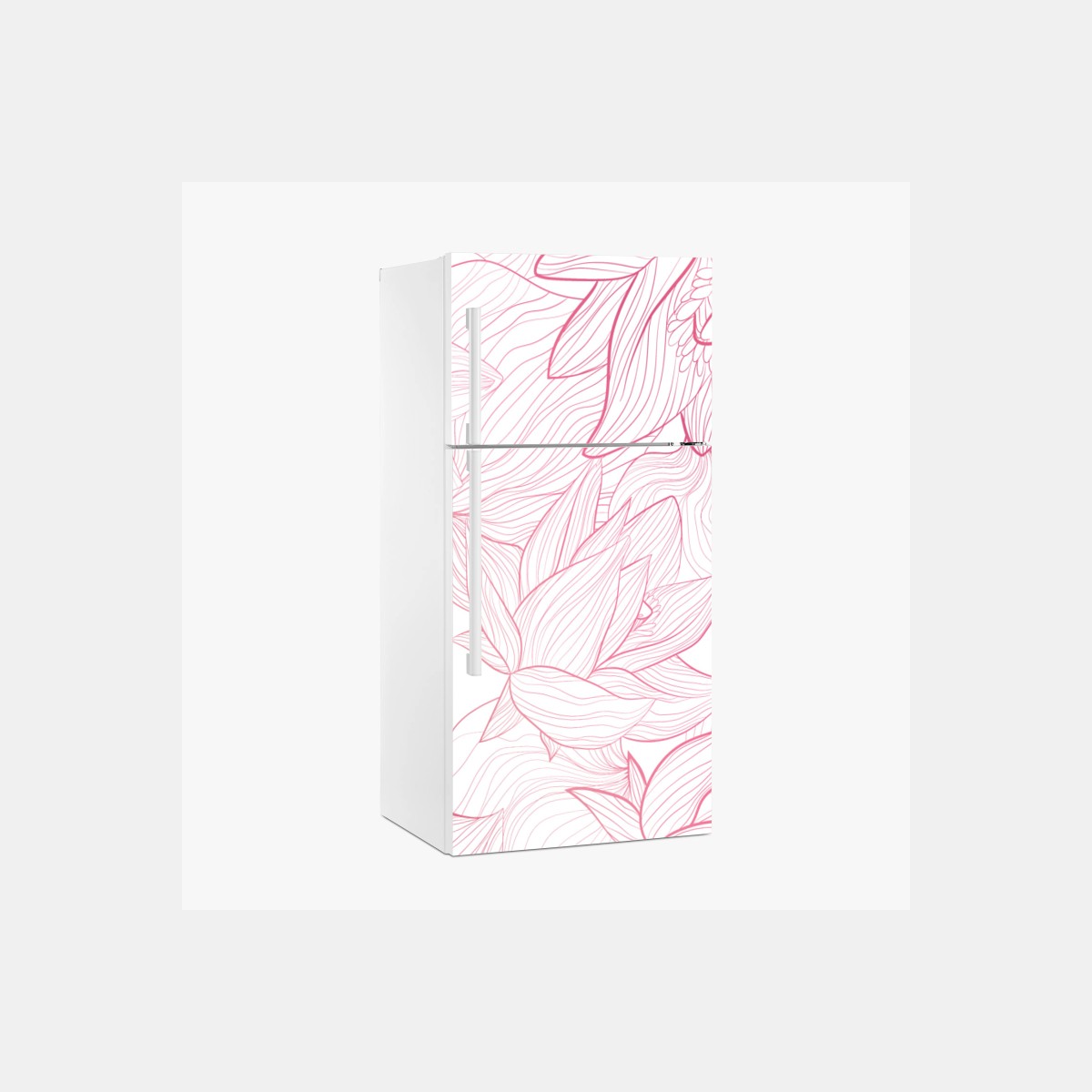 Kühlschrankaufkleber zartes rosa blumenlinienmuster – Wallnifity®