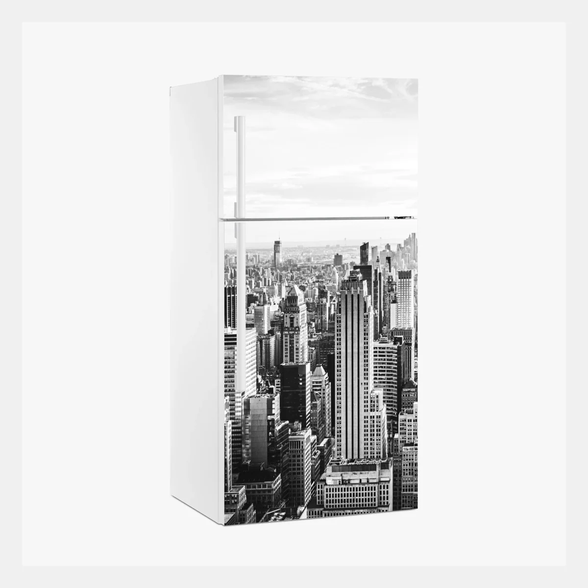 Kühlschrankaufkleber New York panorama in schwarzweiß – Wallnifity® Kühlschrankaufkleber New York panorama in schwarzweiß – Wallnifity®