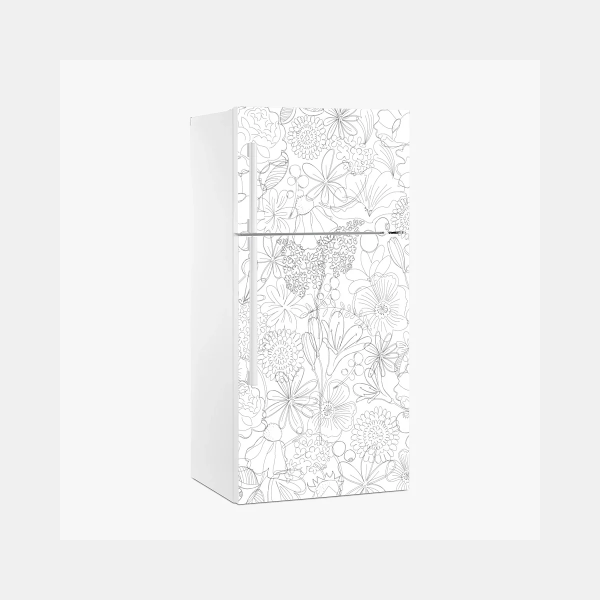 Kühlschrankaufkleber zartes handgezeichnetes blumenlinienmuster – Wallnifity®