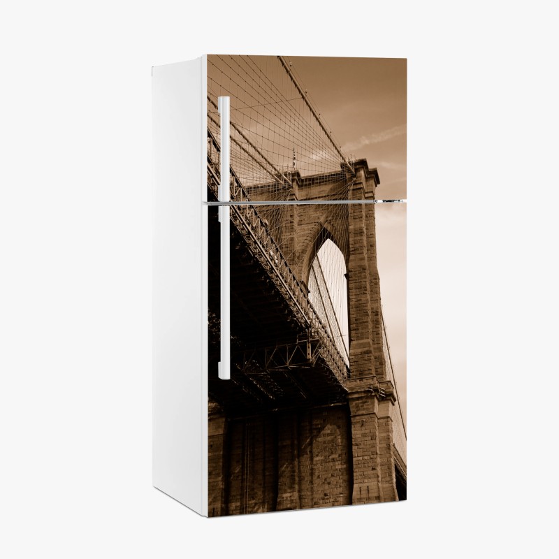 Kühlschrankaufkleber sepia ansicht der Brooklyn Bridge