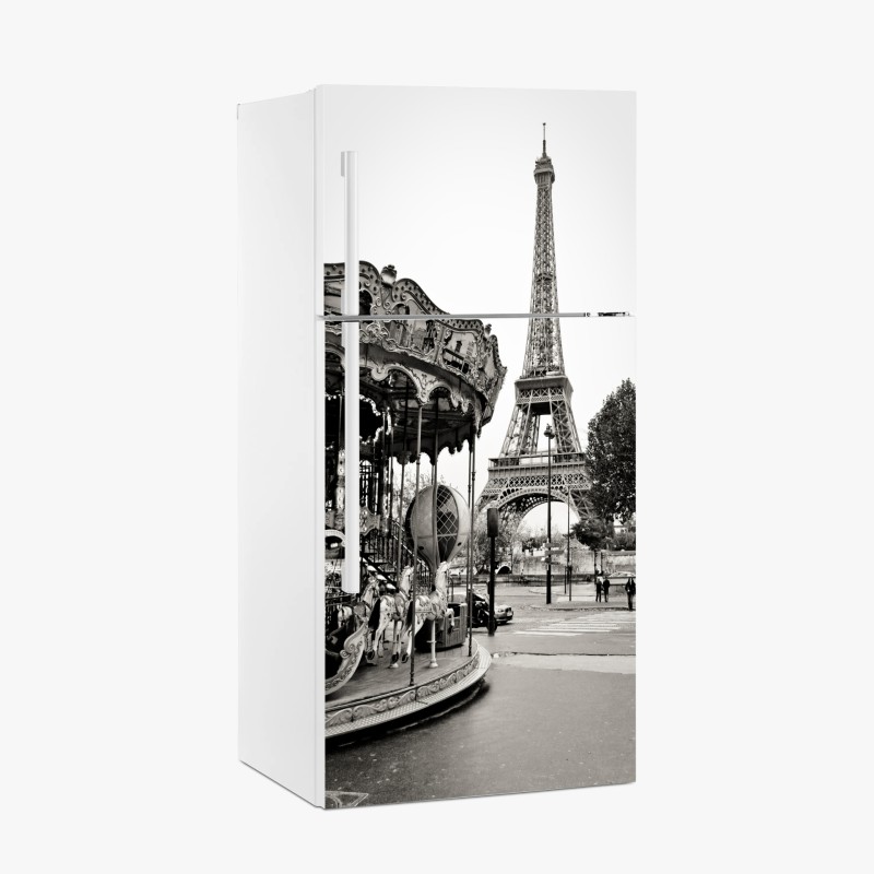 Kühlschrankaufkleber Eiffelturm und karussell in Paris