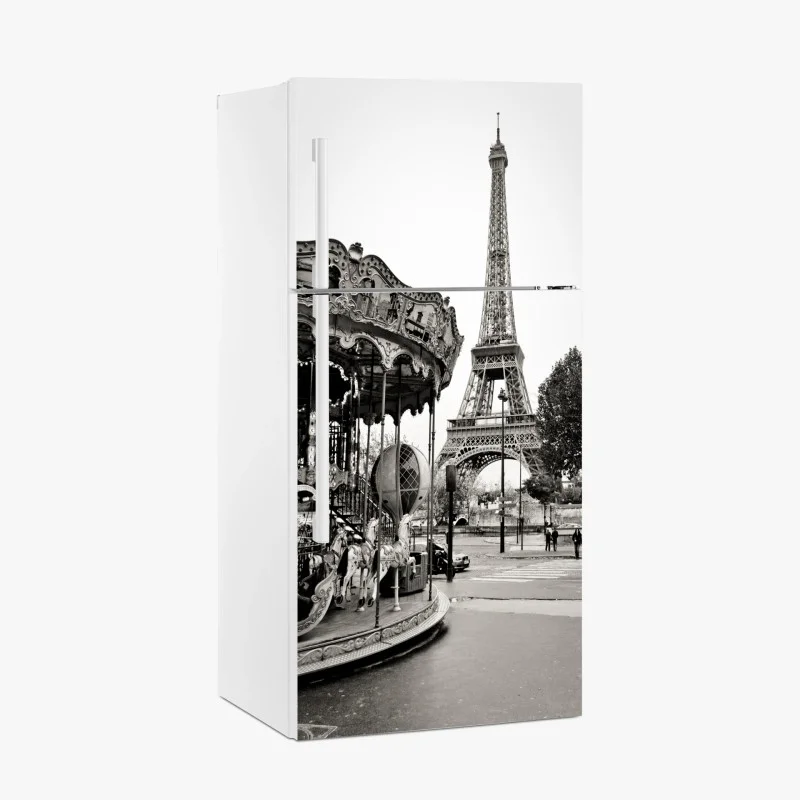 Kühlschrankaufkleber Eiffelturm und karussell in Paris