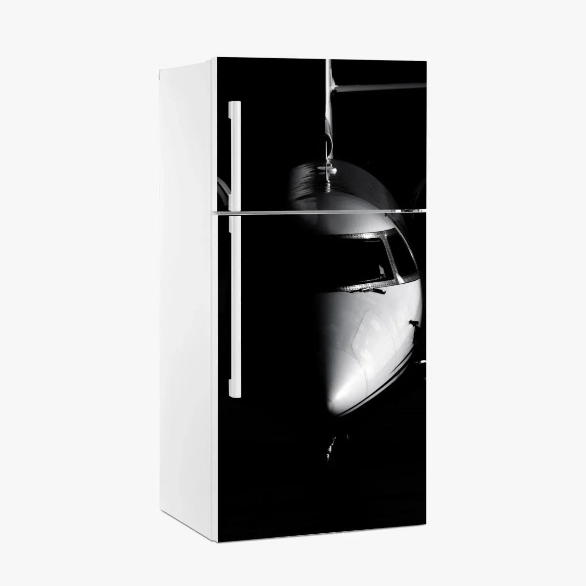 Kühlschrankaufkleber monochromes porträt der flugzeugnase – Wallnifity®