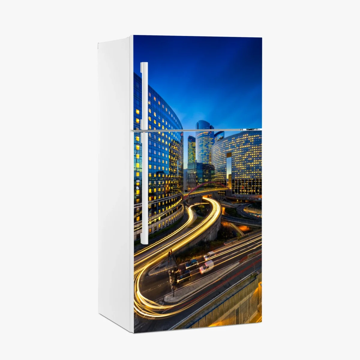 Kühlschrankaufkleber moderne stadtsilhouette bei dämmerung – Wallnifity®