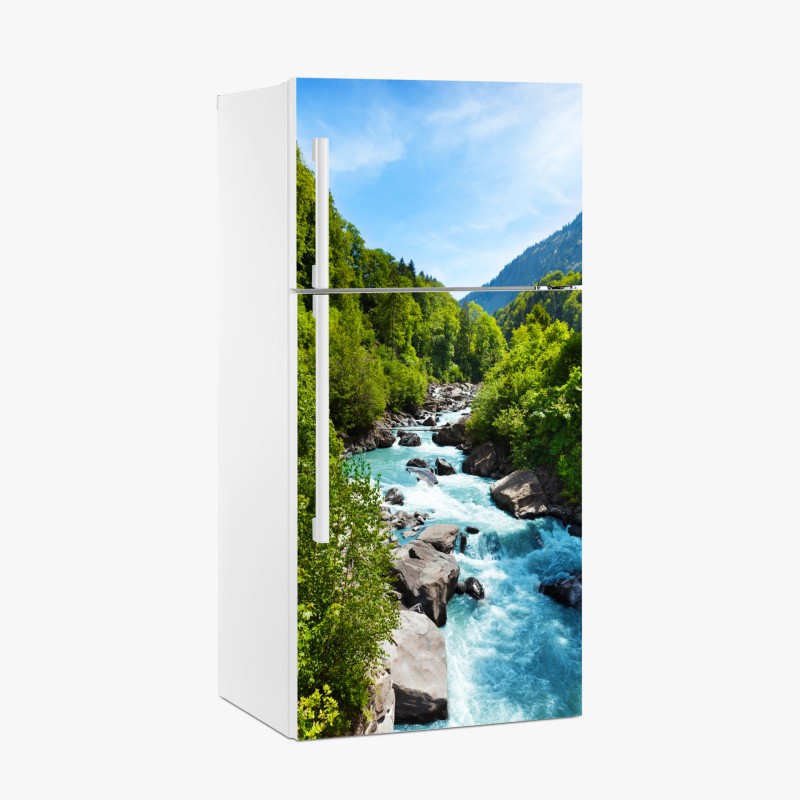 Kühlschrankaufkleber gletscherfluss im grünen tal