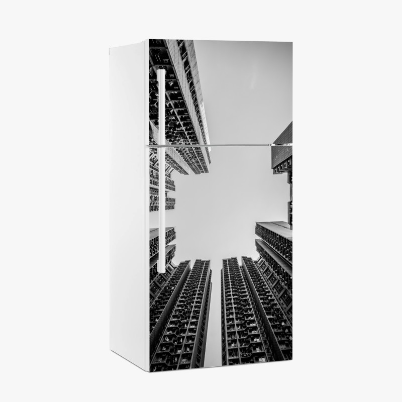 Kühlschrankaufkleber städtische perspektive hochhäuser