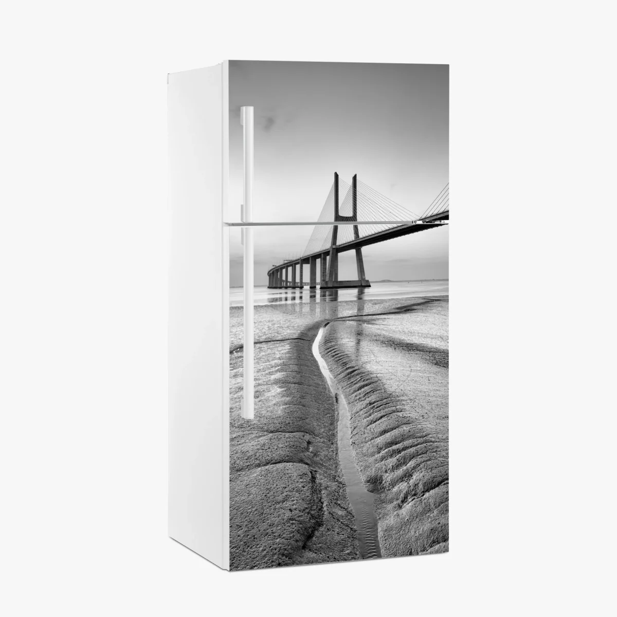 Kühlschrankaufkleber minimalistische seilbrücke in monochrom – Wallnifity®