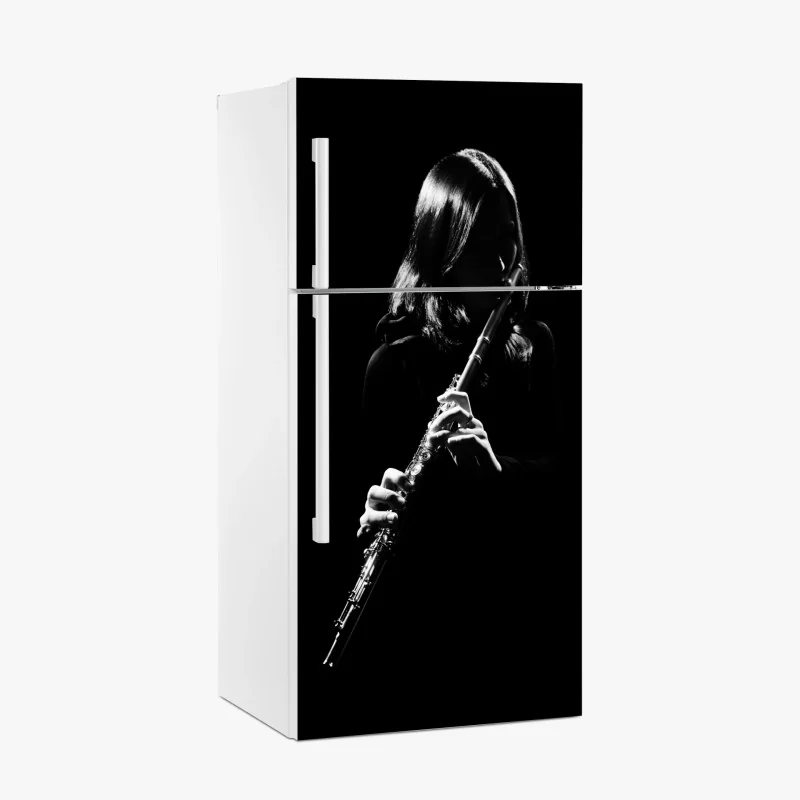 Kühlschrankaufkleber elegante flötensilhouette
