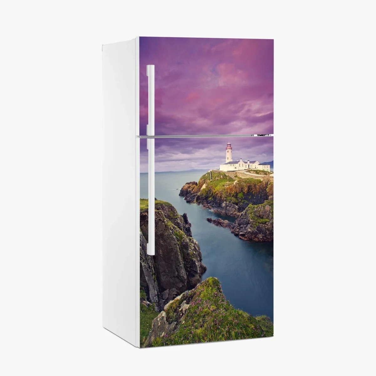 Kühlschrankaufkleber lila leuchtturm an steiler küste – Wallnifity®
