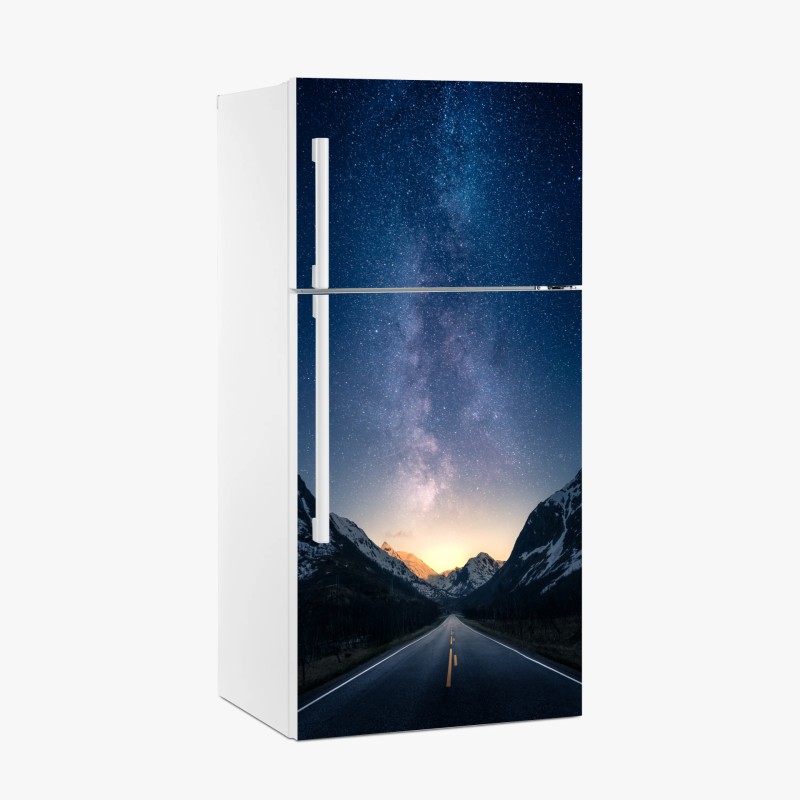 Kühlschrankaufkleber goldenes lilienmuster auf dunklem hintergrund – Wallnifity®