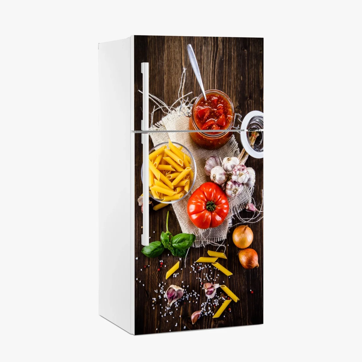Kühlschrankaufkleber rustikales italienisches pasta-arrangement – Wallnifity®