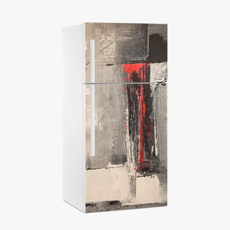 Kühlschrankaufkleber strukturierte abstraktion mit rotem akzent