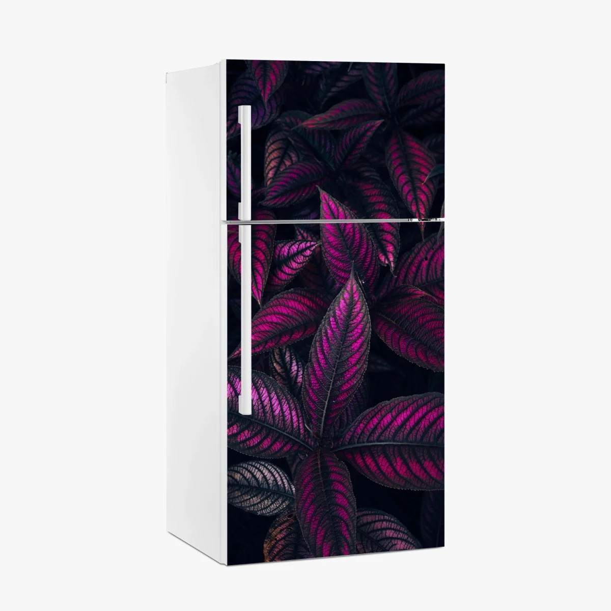 Kühlschrankaufkleber leuchtendes violettes blättermotiv – Wallnifity®