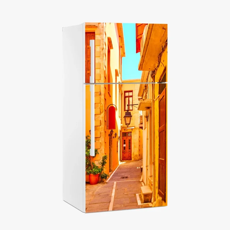 Kühlschrankaufkleber lebendige stadtskyline bei dämmerung – Wallnifity®