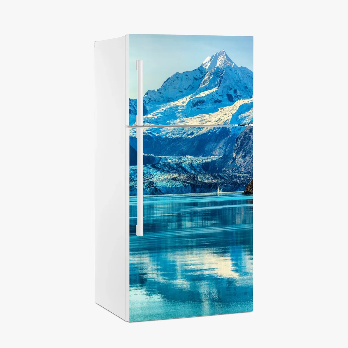 Kühlschrankaufkleber majestätischer alpiner gletscher mit spiegelung – Wallnifity®