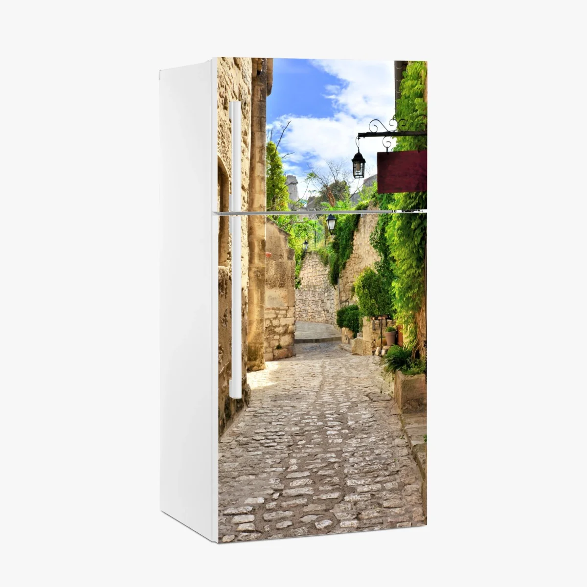 Kühlschrankaufkleber reizende kopfsteinpflasterstraße in Les Baux de Provence – Wallnifity®