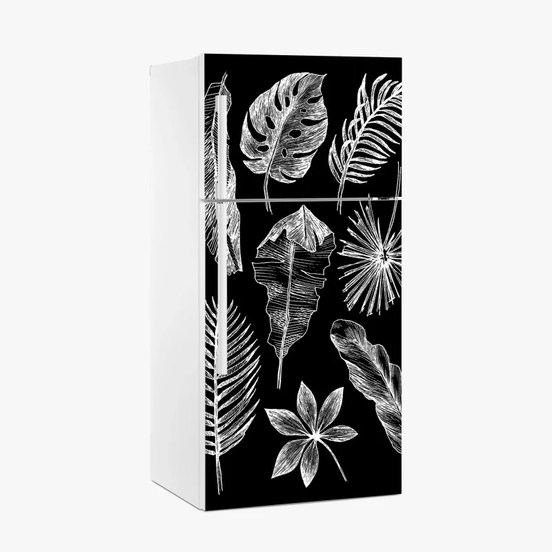 Kühlschrankaufkleber elegantes aquarell-blumenmuster auf dunklem hintergrund – Wallnifity®