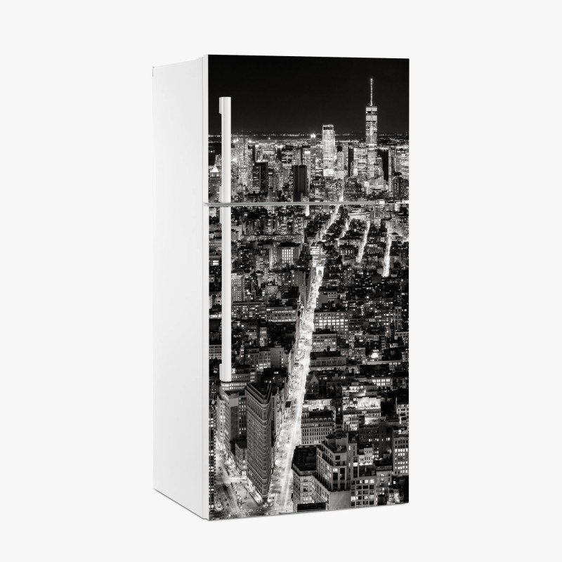 Kühlschrankaufkleber monochrome stadtansicht bei nacht