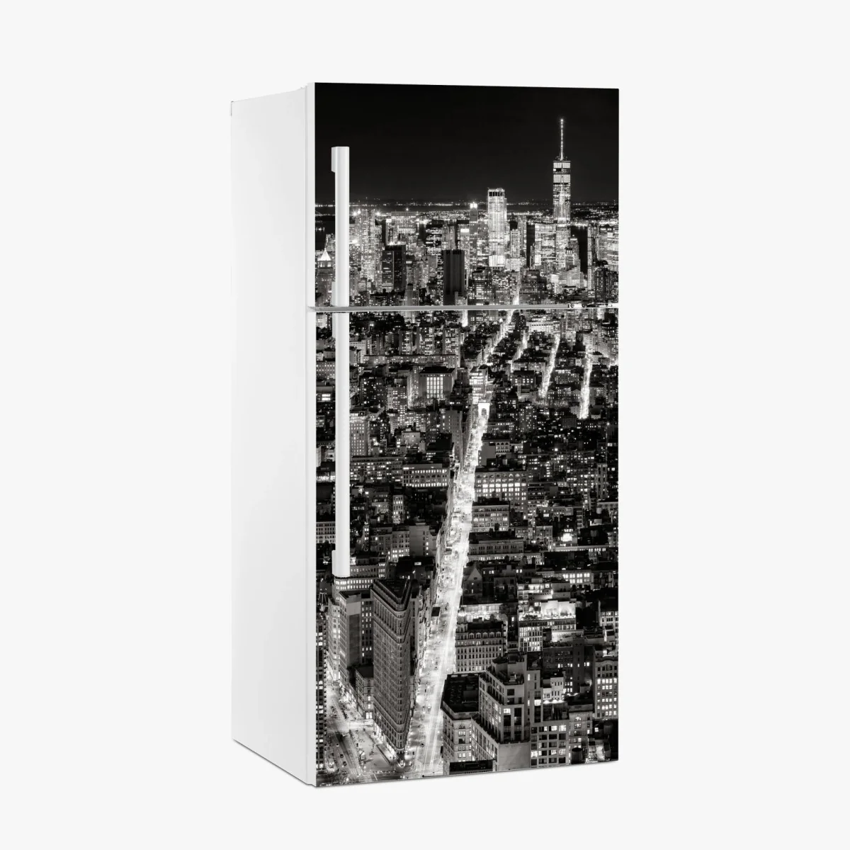 Kühlschrankaufkleber monochrome stadtansicht bei nacht – Wallnifity®