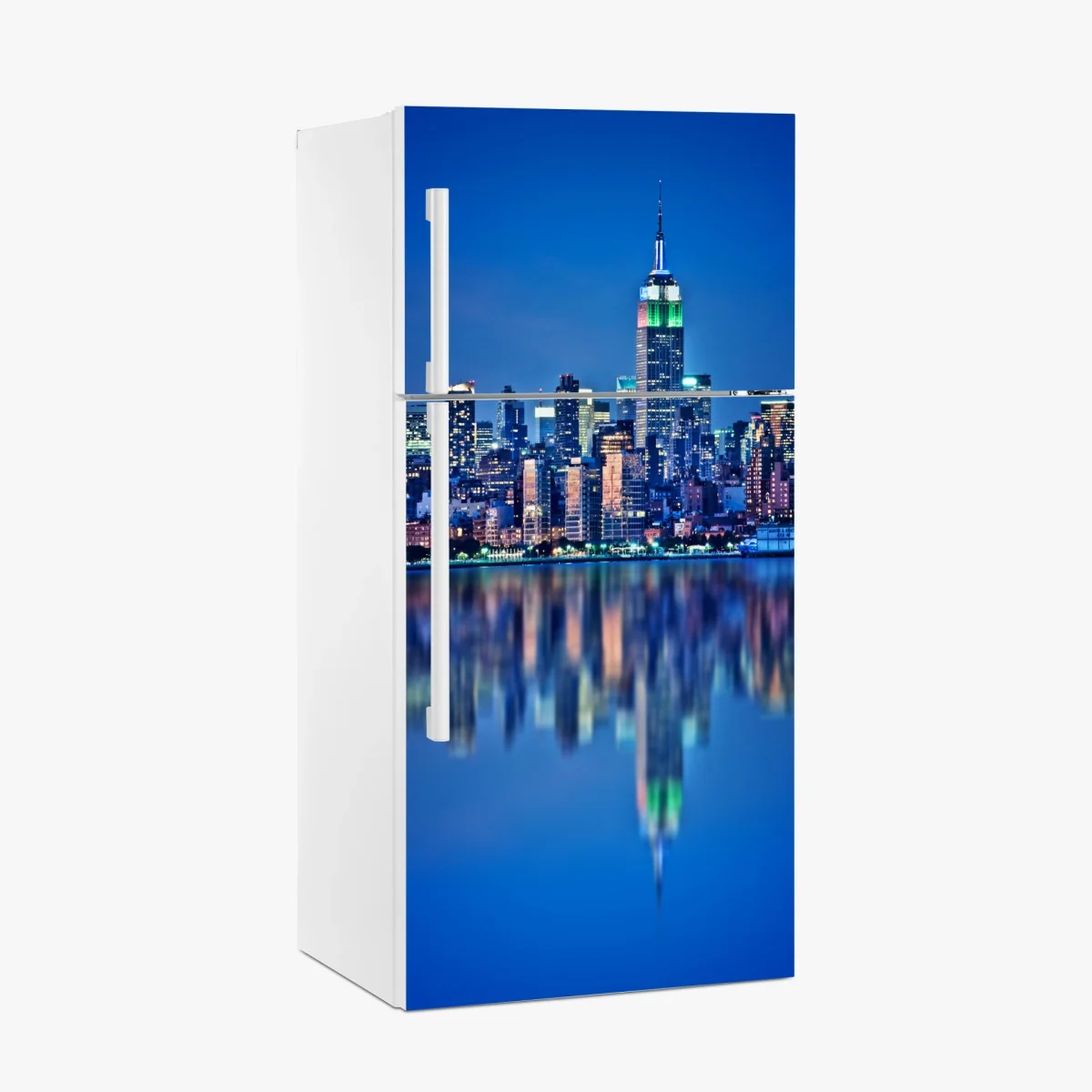 Kühlschrankaufkleber New York skyline bei nacht mit spiegelung – Wallnifity® Kühlschrankaufkleber New York skyline bei nacht mit spiegelung – Wallnifity®