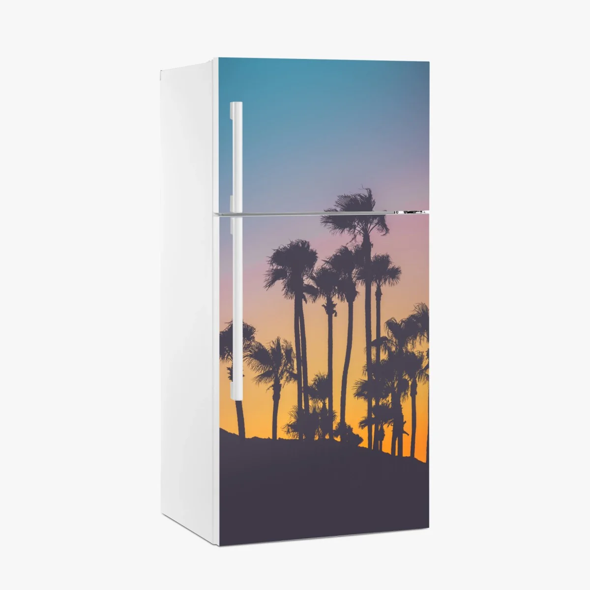 Kühlschrankaufkleber retro tropische palmen bei sonnenuntergang – Wallnifity®