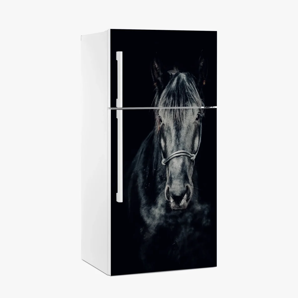 Kühlschrankaufkleber majestätisches schwarzes pferdeporträt – Wallnifity® Kühlschrankaufkleber majestätisches schwarzes pferdeporträt – Wallnifity®