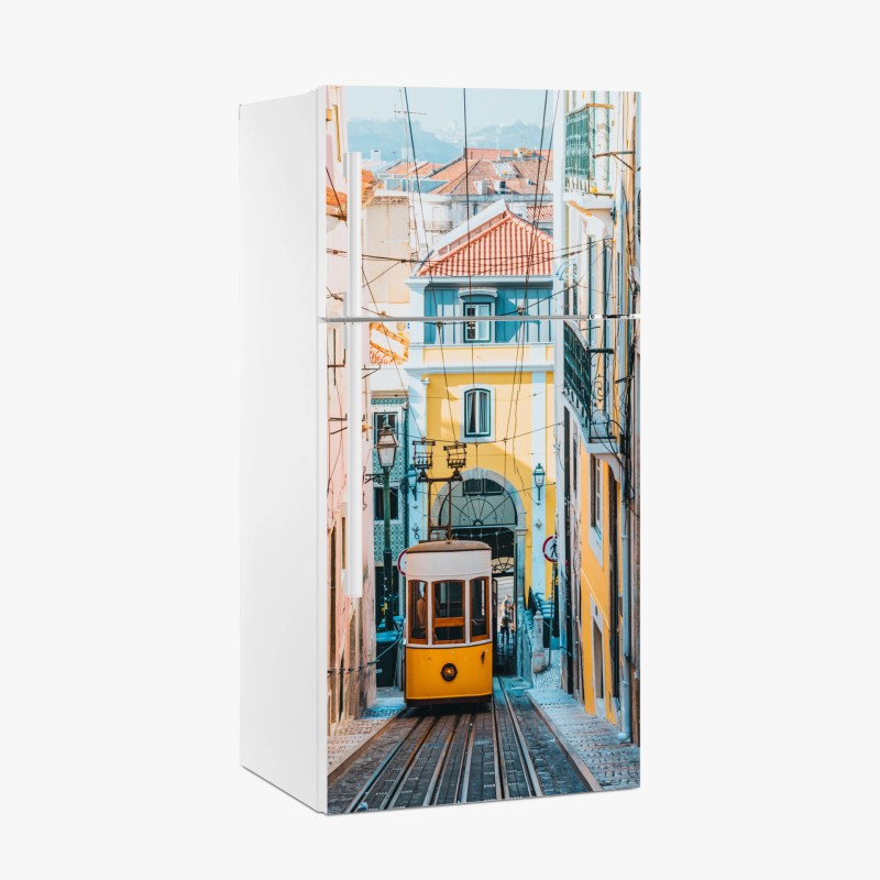 Kühlschrankaufkleber lebendige bica straßenbahn in Lissabon