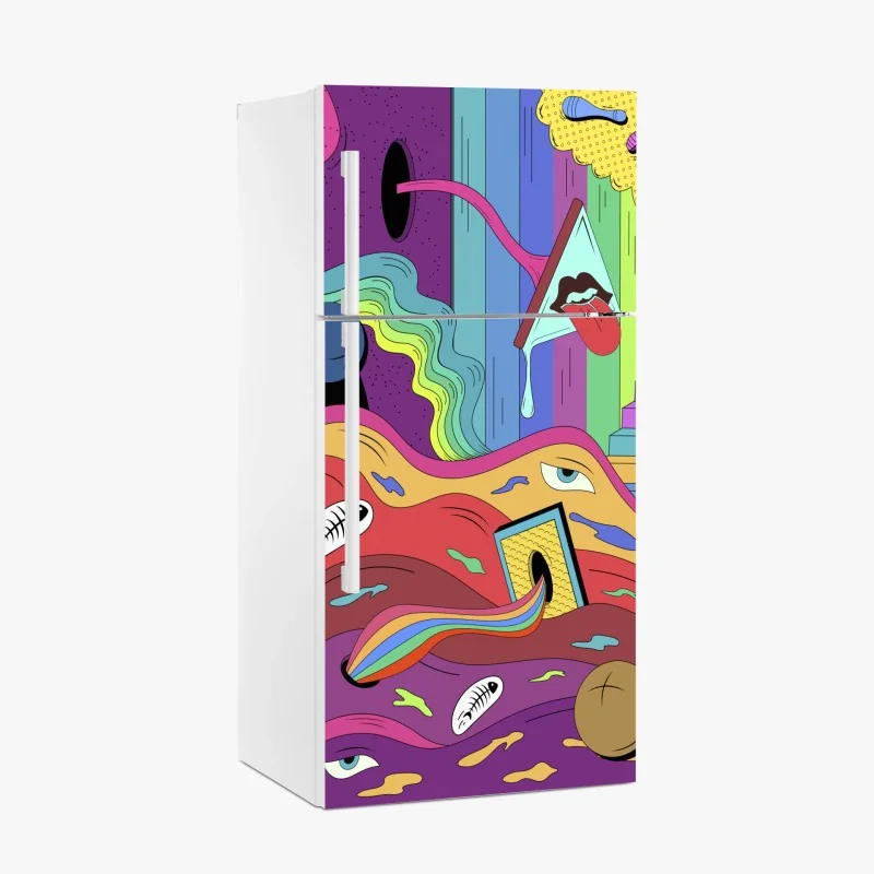Kühlschrankaufkleber psychedelische pop-art traumlandschaft