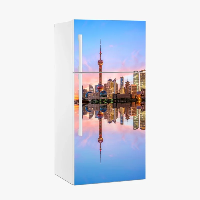 Kühlschrankaufkleber Shanghai skyline bei sonnenaufgang