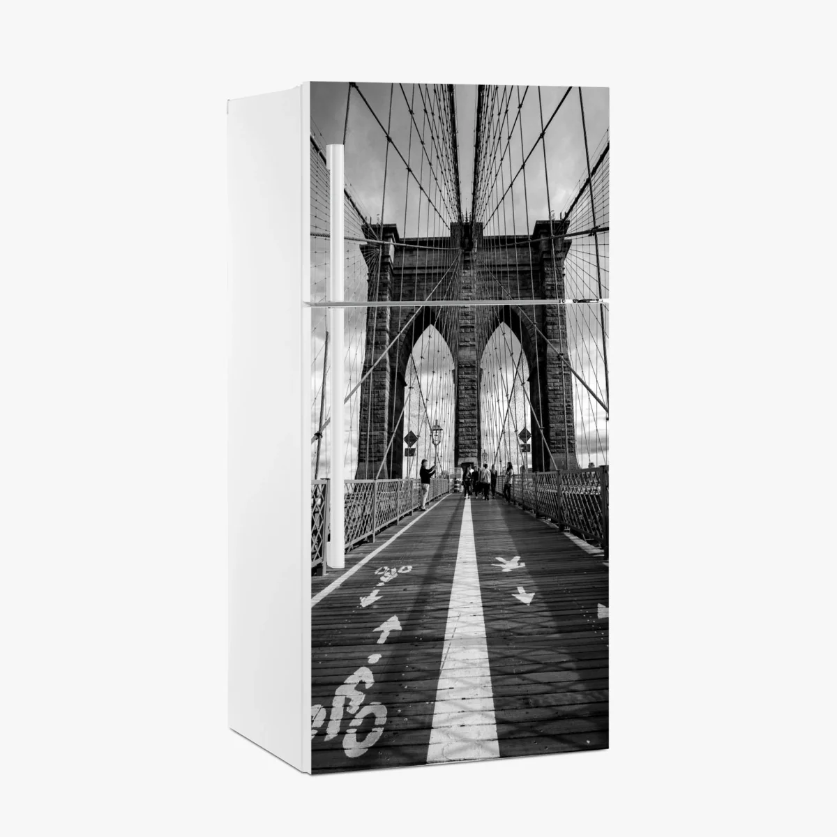 Kühlschrankaufkleber Brooklyn Bridge perspektive in monochrom – Wallnifity®