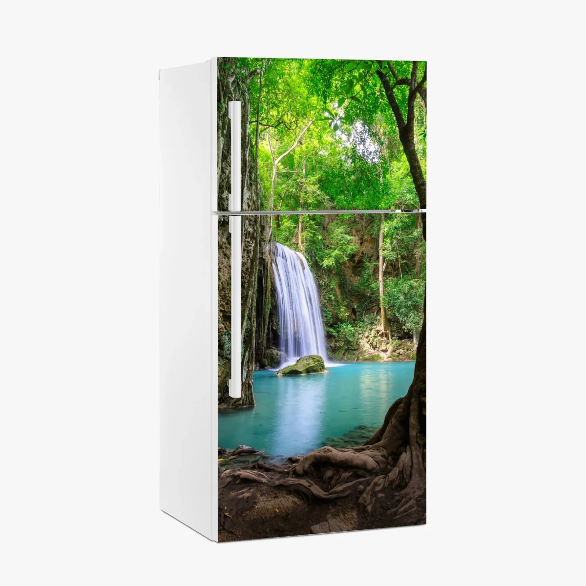 Kühlschrankaufkleber ruhiger wasserfall im Erawan Nationalpark – Wallnifity® Kühlschrankaufkleber ruhiger wasserfall im Erawan Nationalpark – Wallnifity®