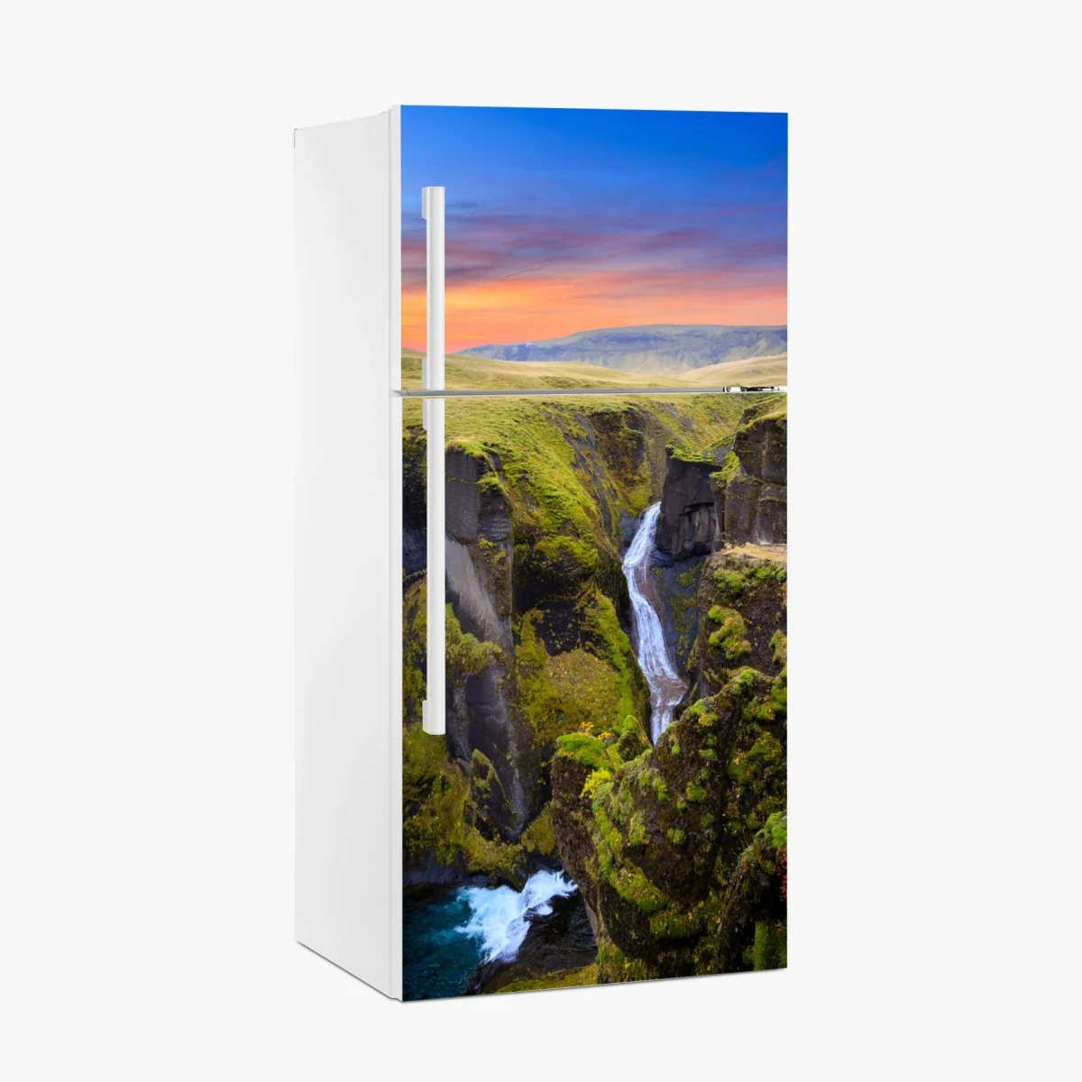Kühlschrankaufkleber Fjadrargljufur schlucht bei sonnenuntergang – Wallnifity® Kühlschrankaufkleber Fjadrargljufur schlucht bei sonnenuntergang – Wallnifity®