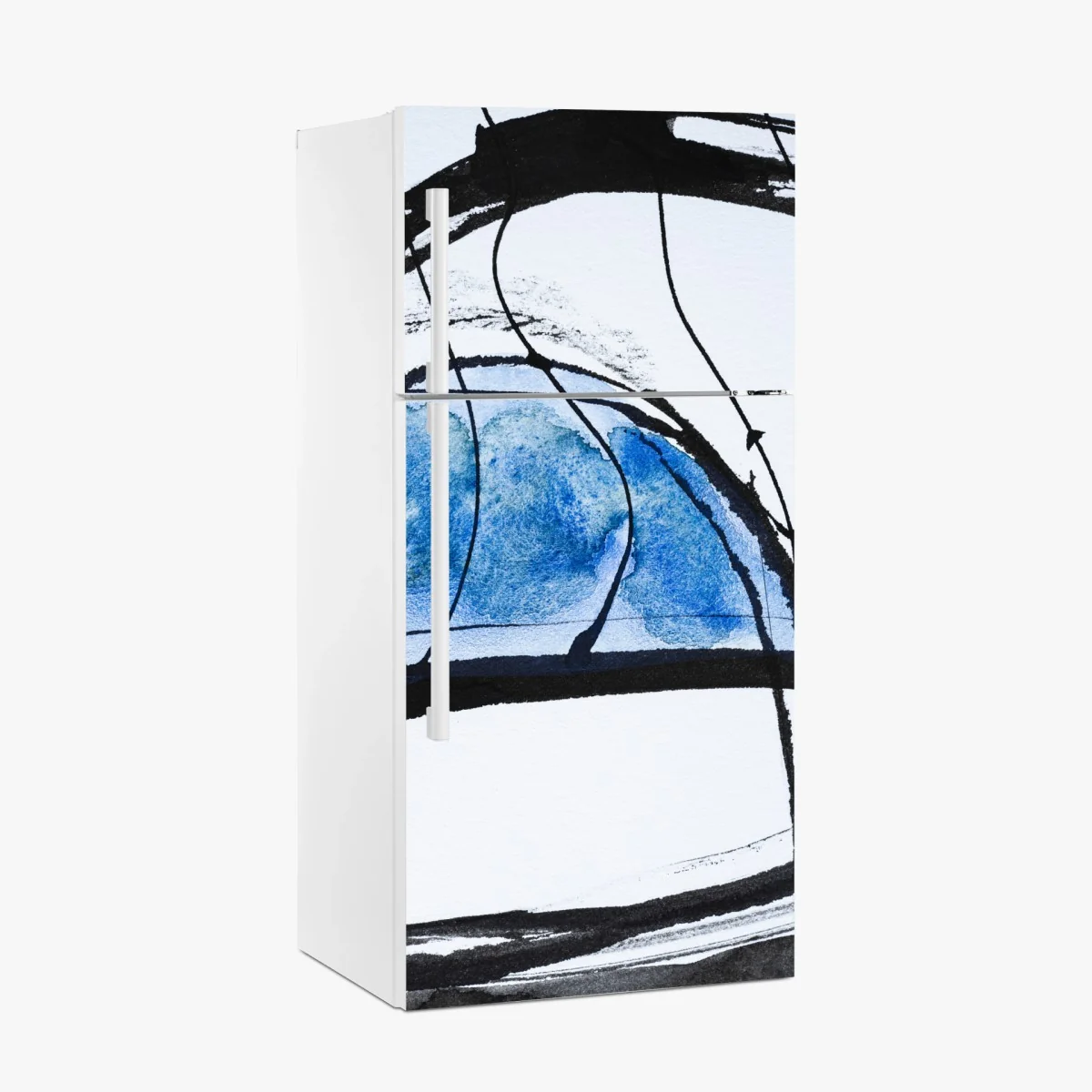 Kühlschrankaufkleber blaue abstrakte tusche- und aquarellkomposition – Wallnifity®