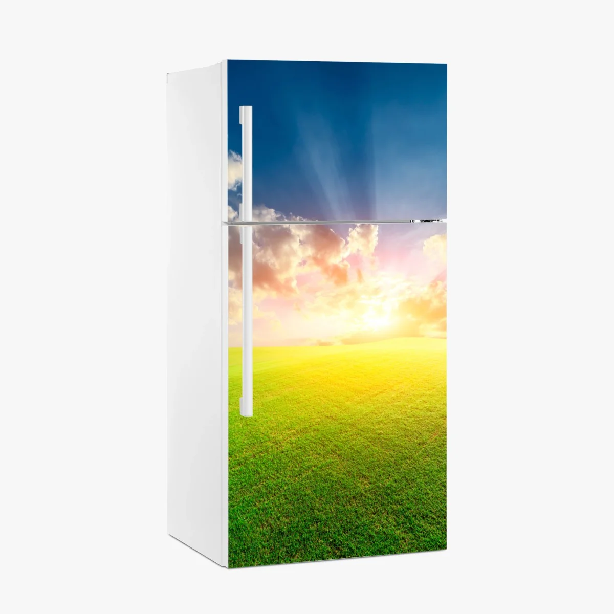 Kühlschrankaufkleber sonnenbeschienene wiese bei sonnenuntergang – Wallnifity®