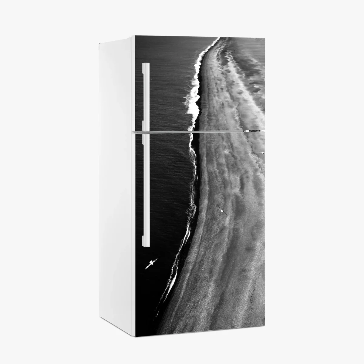 Kühlschrankaufkleber monochrome küstenaufnahme aus der luft – Wallnifity® Kühlschrankaufkleber monochrome küstenaufnahme aus der luft – Wallnifity®